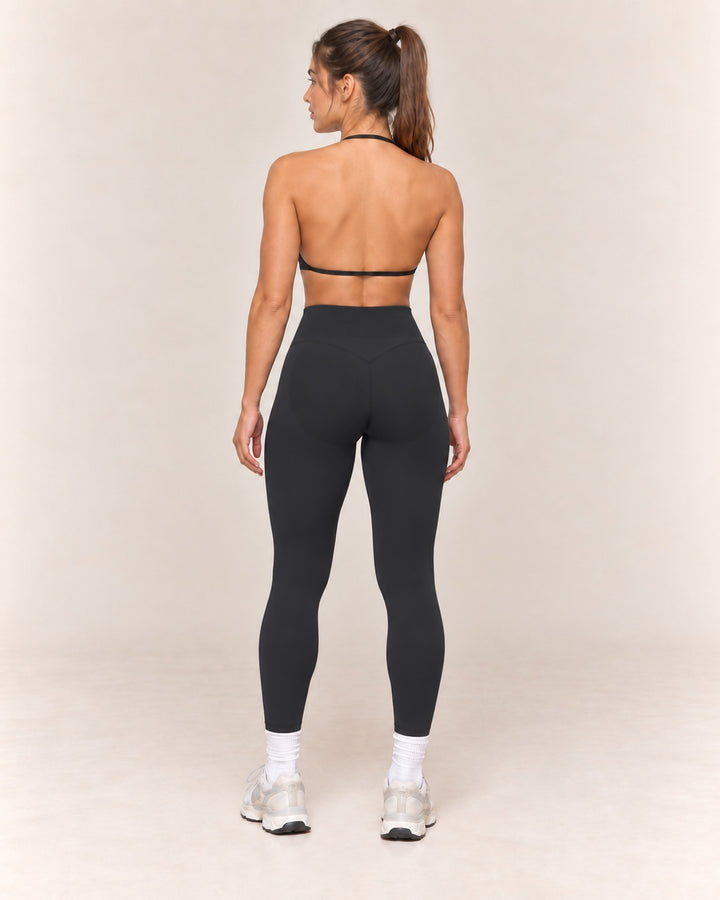 By Shybani Contour Halter Set in Black — rear outfit