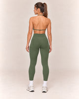 By Shybani Contour Halter Set in Olive Green — rear outfit