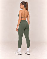 By Shybani Contour Halter Set in Olive Green — rear three-quarter