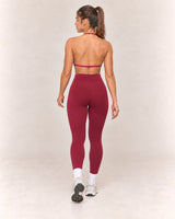 By Shybani Contour Halter Set in Wine Red — rear step