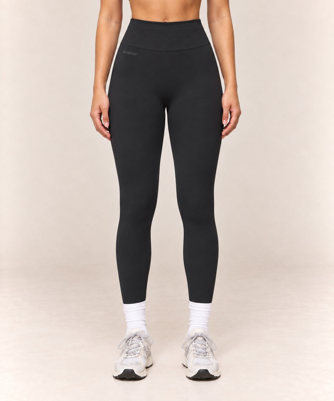 By Shybani Contour High-Waist Leggings in Black — front studio product view
