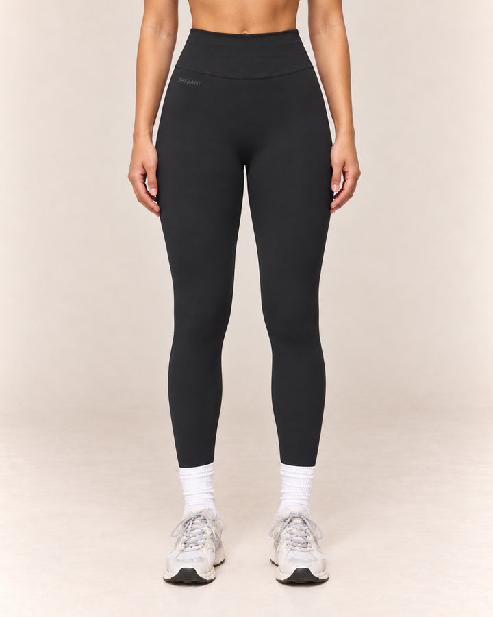 By Shybani Contour High-Waist Leggings in Black — front studio product view