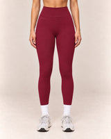 By Shybani Contour High-Waist Leggings in Wine Red — front studio product view