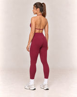 By Shybani Contour High-Waist Leggings in Wine Red — rear three-quarter