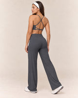 Cross-Back Flare Set in Charcoal — rear