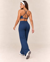 Cross-Back Flare Set in Navy — rear step