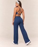 Cross-Back Flare Set in Navy — rear