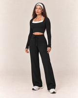 By Shybani Flow Wide-Leg Set in Black — front three-quarter