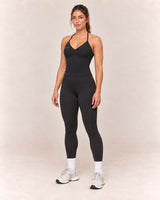 By Shybani Halter Tank Top in Black — front three-quarter