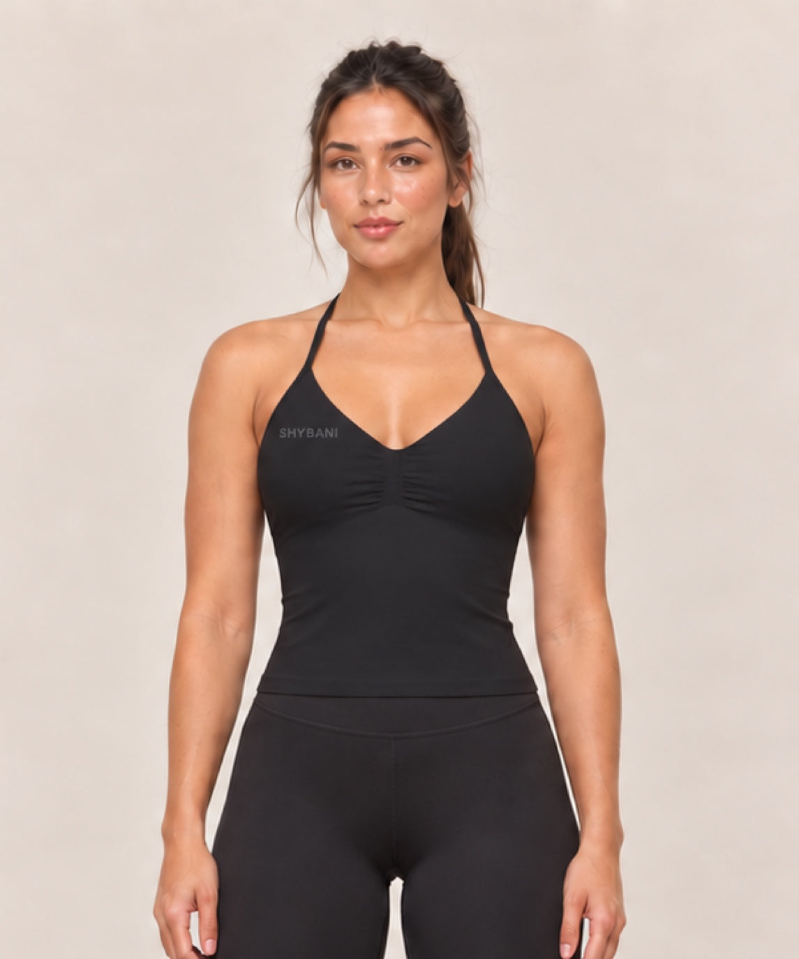 By Shybani Halter Tank Top in Black — front