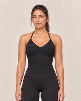 By Shybani Halter Tank Top in Black — front