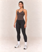By Shybani Halter Tank Top in Coffee — front three-quarter