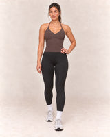 By Shybani Halter Tank Top in Coffee — front step