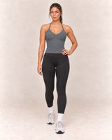 By Shybani Halter Tank Top in Dark Grey — front step