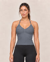 By Shybani Halter Tank Top in Dark Grey — front