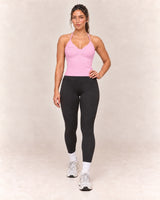 By Shybani Halter Tank Top in Pink — front step