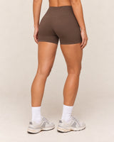 Shybani High-Waist Studio Shorts in Brown — back