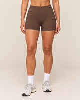 Shybani High-Waist Studio Shorts in Brown — front