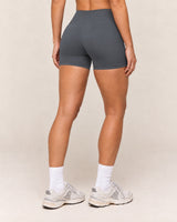 Shybani High-Waist Studio Shorts in Dark Grey — back
