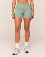Shybani High-Waist Studio Shorts in Green — front