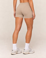 Shybani High-Waist Studio Shorts in Khaki — back