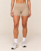 Shybani High-Waist Studio Shorts in Khaki — front
