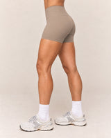 Shybani High-Waist Studio Shorts in Light Brown — side
