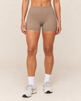 Shybani High-Waist Studio Shorts in Light Brown — front