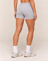 Shybani High-Waist Studio Shorts in Light Grey — back