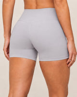 Shybani High-Waist Studio Shorts in Light Grey — back detail