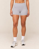 Shybani High-Waist Studio Shorts in Light Grey — front