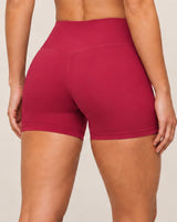 Shybani High-Waist Studio Shorts in Red — back detail