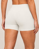 Shybani High-Waist Studio Shorts in White — back detail
