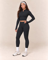 Long-Sleeve Jogger Set in Black — front three quarter