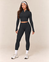 Long-Sleeve Jogger Set in Black — front