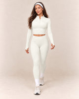 Long-Sleeve Jogger Set in Ivory — front step