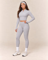 Long-Sleeve Jogger Set in Light Grey — front three quarter