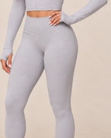 Long-Sleeve Jogger Set in Light Grey — pocket detail