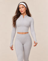 Long-Sleeve Jogger Set in Light Grey — style portrait