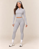 Long-Sleeve Jogger Set in Light Grey — front