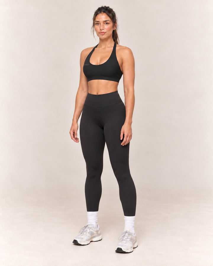 By Shybani Scoop-Neck Halter Bra in Black — front three-quarter