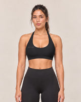 By Shybani Scoop-Neck Halter Bra in Black — front