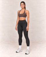 By Shybani Scoop-Neck Halter Bra in Coffee — front three-quarter