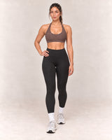 By Shybani Scoop-Neck Halter Bra in Coffee — front step