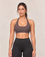 By Shybani Scoop-Neck Halter Bra in Coffee — front