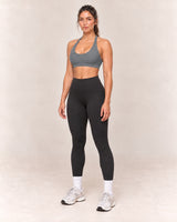 By Shybani Scoop-Neck Halter Bra in Dark Grey — front three-quarter