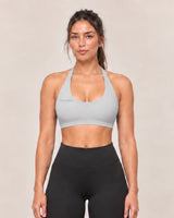 By Shybani Scoop-Neck Halter Bra in Grey — front