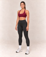 By Shybani Scoop-Neck Halter Bra in Wine Red — front three-quarter