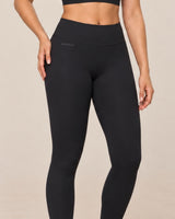 V-Neck Leggings Set in Black — waist detail