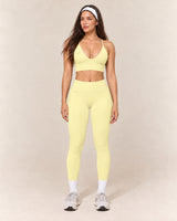 V-Neck Leggings Set in Butter Yellow — front
